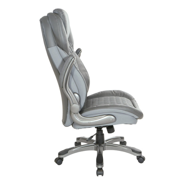 OSP Home Furnishings Bonded Leather Executive Chair with Lumbar Support Ergonomic Seating for Home Office ECH620867-EC2