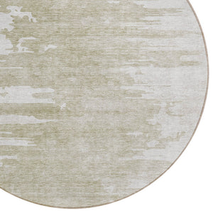 Homeroots 3' Stylish Green And Mint Abstract Washable Area Rug For Indoor And Outdoor Spaces, Durable Design 8' Round Polyester 582448