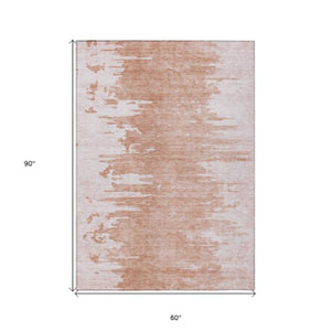 Homeroots 3' Stylish Green And Mint Abstract Washable Area Rug For Indoor And Outdoor Spaces, Durable Design 5' X 8' Polyester 582453