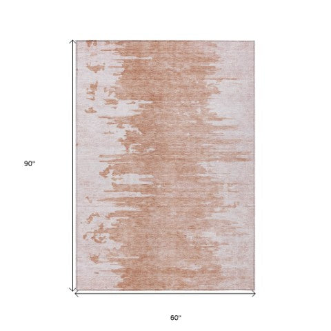 Homeroots 3' Stylish Green And Mint Abstract Washable Area Rug For Indoor And Outdoor Spaces, Durable Design 5' X 8' Polyester 582453