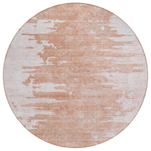 HomeRoots 5' Terra Cotta Salmon Copper Abstract Washable Area Rug for Indoor & Outdoor Spaces, Stylish & Durable 8' Round 582454