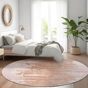 Homeroots 3' Stylish Green And Mint Abstract Washable Area Rug For Indoor And Outdoor Spaces, Durable Design 8' Round Polyester 582454