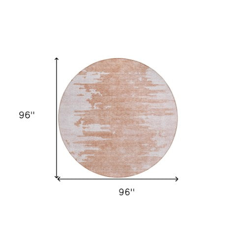 Homeroots 3' Stylish Green And Mint Abstract Washable Area Rug For Indoor And Outdoor Spaces, Durable Design 8' Round Polyester 582454