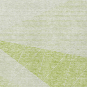 Homeroots 3' Mint Green And Ivory Geometric Washable Area Rug For Indoor And Outdoor Spaces, Stain Resistant 3' X 5' Polyester 582458