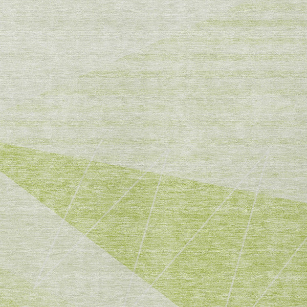 Homeroots 3' Mint Green And Ivory Geometric Washable Area Rug For Indoor And Outdoor Spaces, Stain Resistant 3' X 5' Polyester 582458