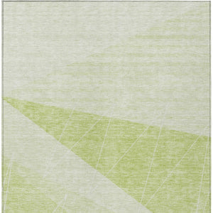 Homeroots 3' Mint Green And Ivory Geometric Washable Area Rug For Indoor And Outdoor Spaces, Stain Resistant 5' X 8' Polyester 582459