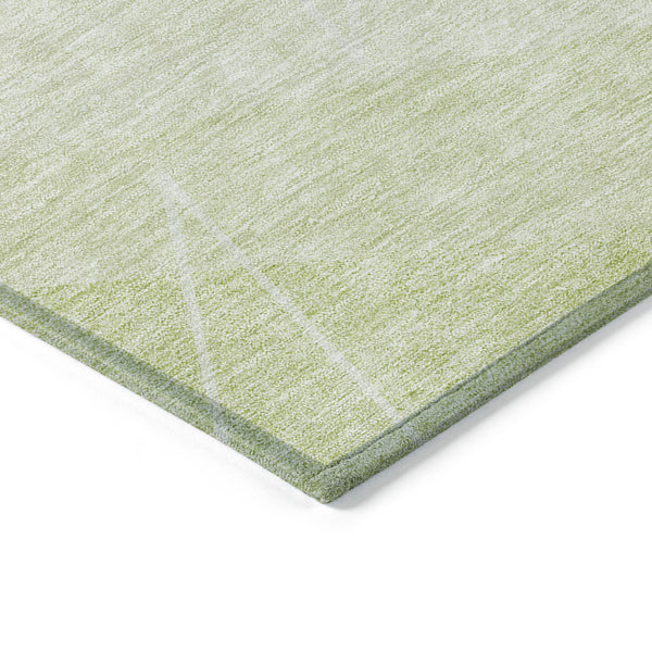 Homeroots 3' Mint Green And Ivory Geometric Washable Area Rug For Indoor And Outdoor Spaces, Stain Resistant 5' X 8' Polyester 582459