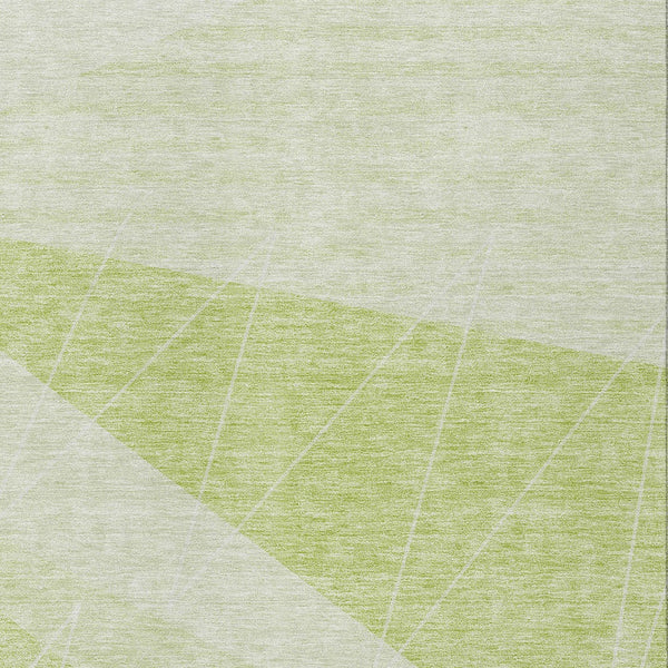 Homeroots 3' Mint Green And Ivory Geometric Washable Area Rug For Indoor And Outdoor Spaces, Stain Resistant 5' X 8' Polyester 582459