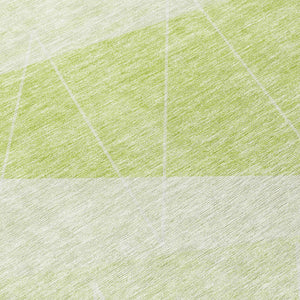 Homeroots 3' Mint Green And Ivory Geometric Washable Area Rug For Indoor And Outdoor Spaces, Stain Resistant 8' Round Polyester 582460