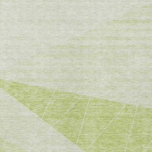 Homeroots 3' Mint Green And Ivory Geometric Washable Area Rug For Indoor And Outdoor Spaces, Stain Resistant 8' X 10' Polyester 582461