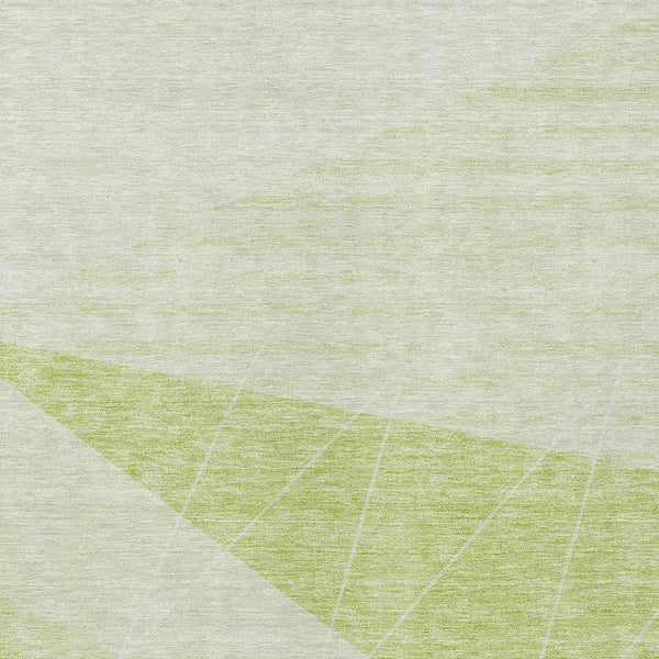 Homeroots 3' Mint Green And Ivory Geometric Washable Area Rug For Indoor And Outdoor Spaces, Stain Resistant 8' X 10' Polyester 582461