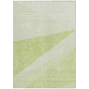 Homeroots 3' Mint Green And Ivory Geometric Washable Area Rug For Indoor And Outdoor Spaces, Stain Resistant 9' X 12' Polyester 582462
