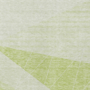 Homeroots 3' Mint Green And Ivory Geometric Washable Area Rug For Indoor And Outdoor Spaces, Stain Resistant 9' X 12' Polyester 582462