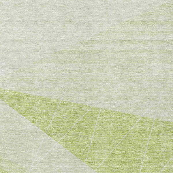 Homeroots 3' Mint Green And Ivory Geometric Washable Area Rug For Indoor And Outdoor Spaces, Stain Resistant 9' X 12' Polyester 582462