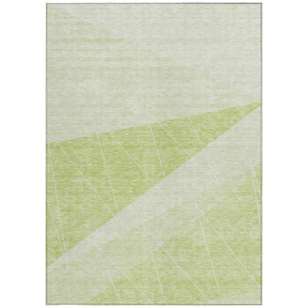 Homeroots 3' Mint Green And Ivory Geometric Washable Area Rug For Indoor And Outdoor Spaces, Stain Resistant 10' X 14' Polyester 582463