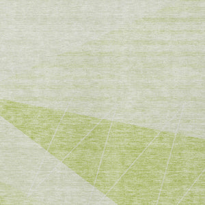 Homeroots 3' Mint Green And Ivory Geometric Washable Area Rug For Indoor And Outdoor Spaces, Stain Resistant 10' X 14' Polyester 582463