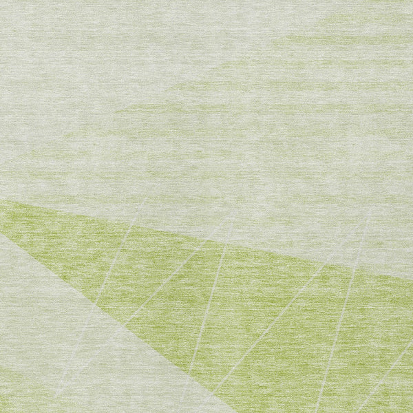 Homeroots 3' Mint Green And Ivory Geometric Washable Area Rug For Indoor And Outdoor Spaces, Stain Resistant 10' X 14' Polyester 582463