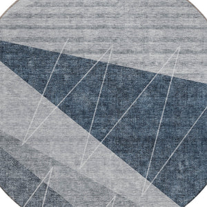 Homeroots 3' Mint Green And Ivory Geometric Washable Area Rug For Indoor And Outdoor Spaces, Stain Resistant 8' Round Polyester 582466