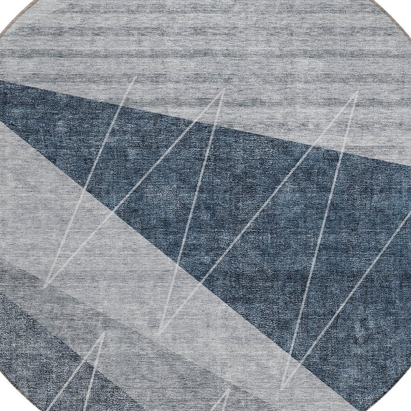 Homeroots 3' Mint Green And Ivory Geometric Washable Area Rug For Indoor And Outdoor Spaces, Stain Resistant 8' Round Polyester 582466