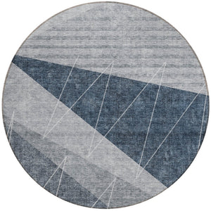 Homeroots 3' Mint Green And Ivory Geometric Washable Area Rug For Indoor And Outdoor Spaces, Stain Resistant 8' Round Polyester 582466