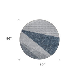 Homeroots 3' Mint Green And Ivory Geometric Washable Area Rug For Indoor And Outdoor Spaces, Stain Resistant 8' Round Polyester 582466