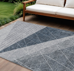 Homeroots 3' Mint Green And Ivory Geometric Washable Area Rug For Indoor And Outdoor Spaces, Stain Resistant 8' X 10' Polyester 582467