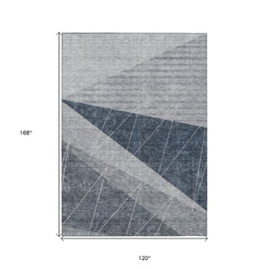 Homeroots 3' Mint Green And Ivory Geometric Washable Area Rug For Indoor And Outdoor Spaces, Stain Resistant 10' X 14' Polyester 582469