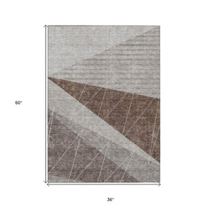 Homeroots 3' Mint Green And Ivory Geometric Washable Area Rug For Indoor And Outdoor Spaces, Stain Resistant 3' X 5' Polyester 582470