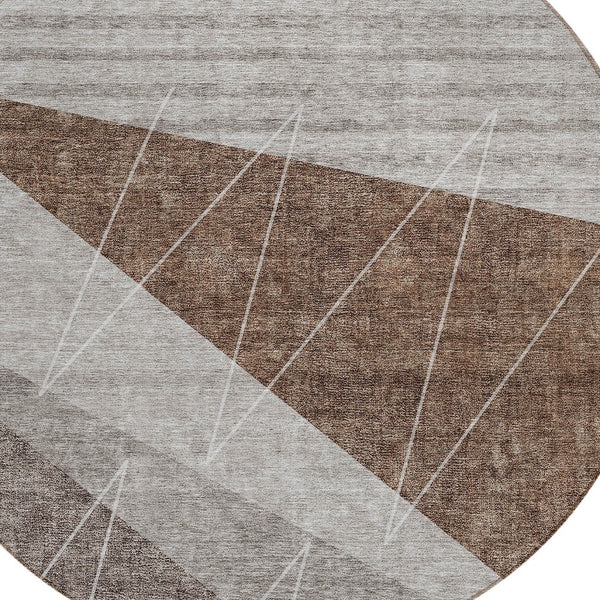 Homeroots 3' Mint Green And Ivory Geometric Washable Area Rug For Indoor And Outdoor Spaces, Stain Resistant 8' Round Polyester 582472