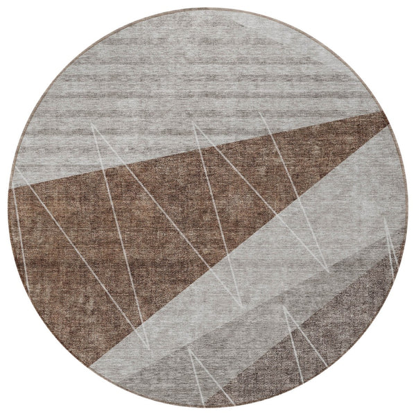 Homeroots 3' Mint Green And Ivory Geometric Washable Area Rug For Indoor And Outdoor Spaces, Stain Resistant 8' Round Polyester 582472