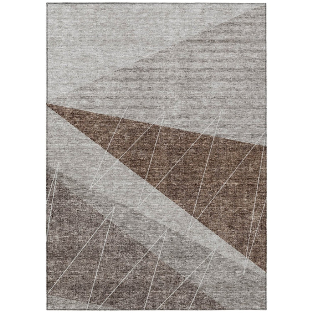 HomeRoots 9' Contemporary Gray Silver Taupe Geometric Washable Area Rug for Indoor and Outdoor Spaces 9' X 12' 582474