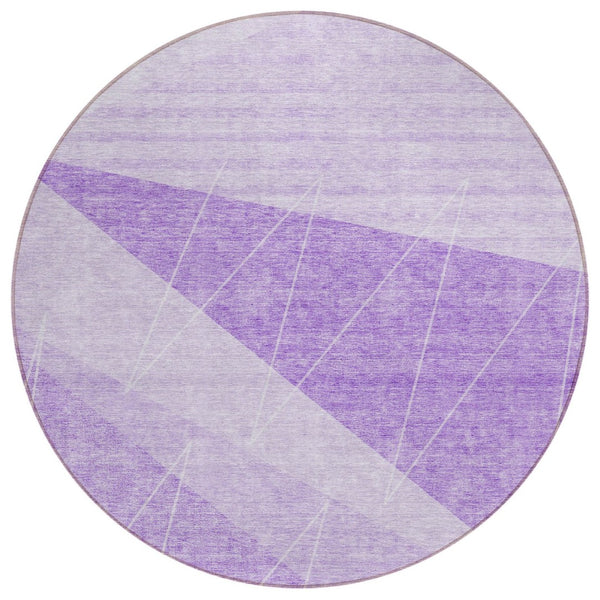 HomeRoots 5' Stylish Lavender and Purple Geometric Indoor Outdoor Area Rug - Durable, Washable, Versatile Design 8' Round 582478