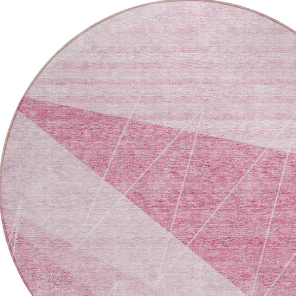 Homeroots 3' Mint Green And Ivory Geometric Washable Area Rug For Indoor And Outdoor Spaces, Stain Resistant 8' Round Polyester 582484