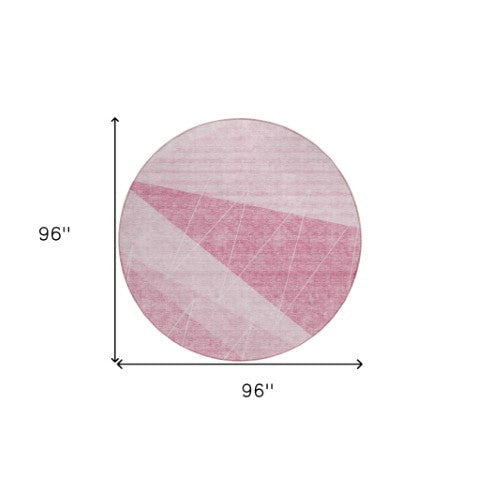 Homeroots 3' Mint Green And Ivory Geometric Washable Area Rug For Indoor And Outdoor Spaces, Stain Resistant 8' Round Polyester 582484