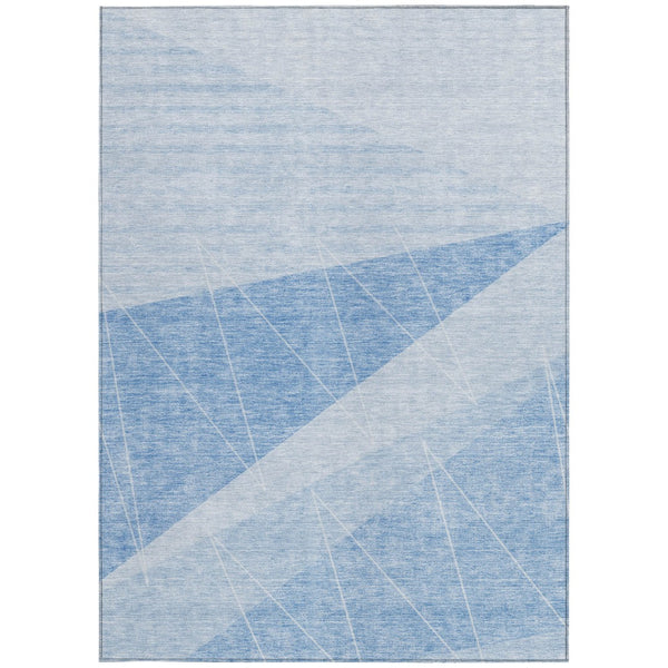 Homeroots 3' Mint Green And Ivory Geometric Washable Area Rug For Indoor And Outdoor Spaces, Stain Resistant 5' X 8' Polyester 582489