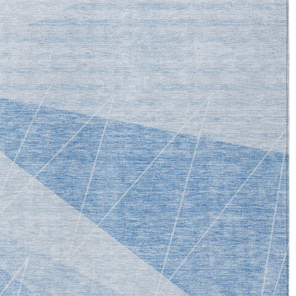 Homeroots 3' Mint Green And Ivory Geometric Washable Area Rug For Indoor And Outdoor Spaces, Stain Resistant 5' X 8' Polyester 582489