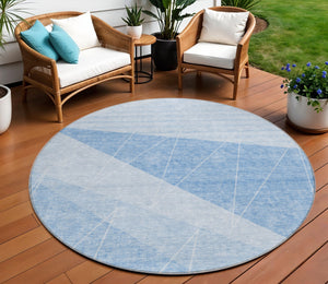 Homeroots 3' Mint Green And Ivory Geometric Washable Area Rug For Indoor And Outdoor Spaces, Stain Resistant 8' Round Polyester 582490