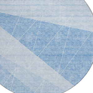 Homeroots 3' Mint Green And Ivory Geometric Washable Area Rug For Indoor And Outdoor Spaces, Stain Resistant 8' Round Polyester 582490