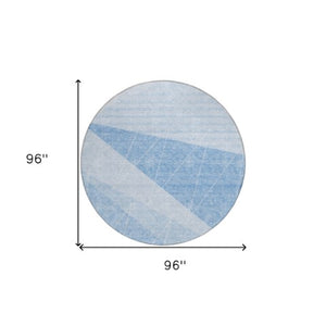 Homeroots 3' Mint Green And Ivory Geometric Washable Area Rug For Indoor And Outdoor Spaces, Stain Resistant 8' Round Polyester 582490