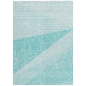 Homeroots 3' Mint Green And Ivory Geometric Washable Area Rug For Indoor And Outdoor Spaces, Stain Resistant 3' X 5' Polyester 582494