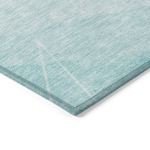 Homeroots 3' Mint Green And Ivory Geometric Washable Area Rug For Indoor And Outdoor Spaces, Stain Resistant 5' X 8' Polyester 582495