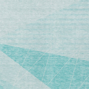 Homeroots 3' Mint Green And Ivory Geometric Washable Area Rug For Indoor And Outdoor Spaces, Stain Resistant 5' X 8' Polyester 582495