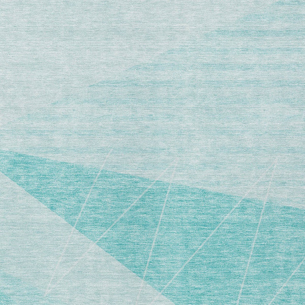 Homeroots 3' Mint Green And Ivory Geometric Washable Area Rug For Indoor And Outdoor Spaces, Stain Resistant 5' X 8' Polyester 582495