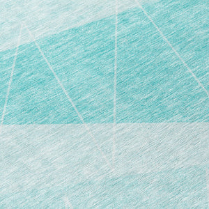 Homeroots 3' Mint Green And Ivory Geometric Washable Area Rug For Indoor And Outdoor Spaces, Stain Resistant 8' Round Polyester 582496