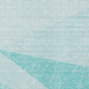 Homeroots 3' Mint Green And Ivory Geometric Washable Area Rug For Indoor And Outdoor Spaces, Stain Resistant 8' X 10' Polyester 582497