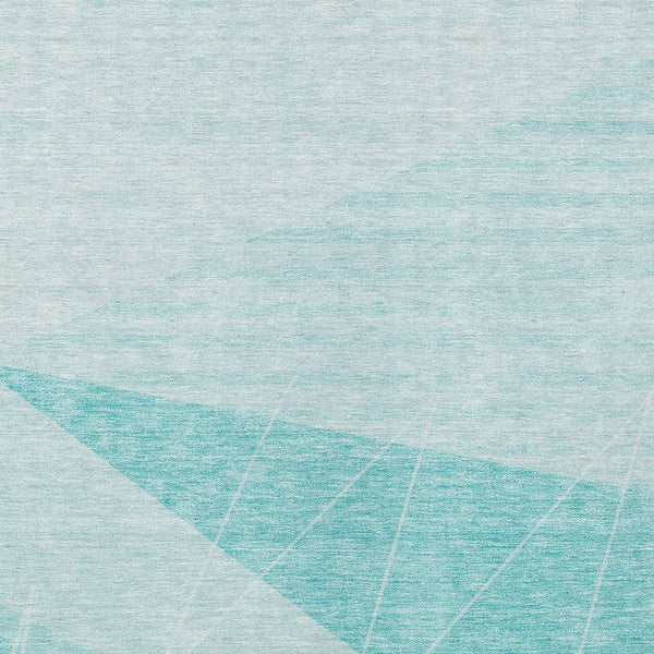 Homeroots 3' Mint Green And Ivory Geometric Washable Area Rug For Indoor And Outdoor Spaces, Stain Resistant 8' X 10' Polyester 582497