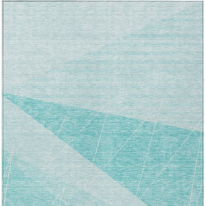 Homeroots 3' Mint Green And Ivory Geometric Washable Area Rug For Indoor And Outdoor Spaces, Stain Resistant 9' X 12' Polyester 582498