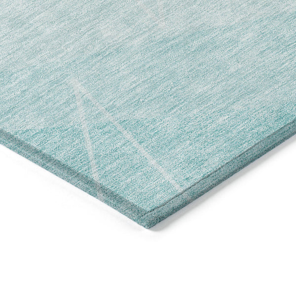 Homeroots 3' Mint Green And Ivory Geometric Washable Area Rug For Indoor And Outdoor Spaces, Stain Resistant 10' X 14' Polyester 582499