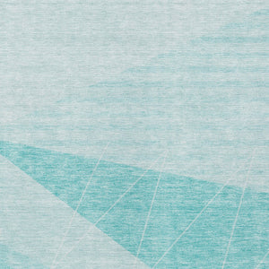 Homeroots 3' Mint Green And Ivory Geometric Washable Area Rug For Indoor And Outdoor Spaces, Stain Resistant 10' X 14' Polyester 582499