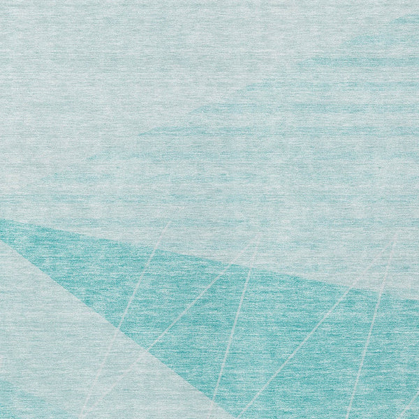 Homeroots 3' Mint Green And Ivory Geometric Washable Area Rug For Indoor And Outdoor Spaces, Stain Resistant 10' X 14' Polyester 582499